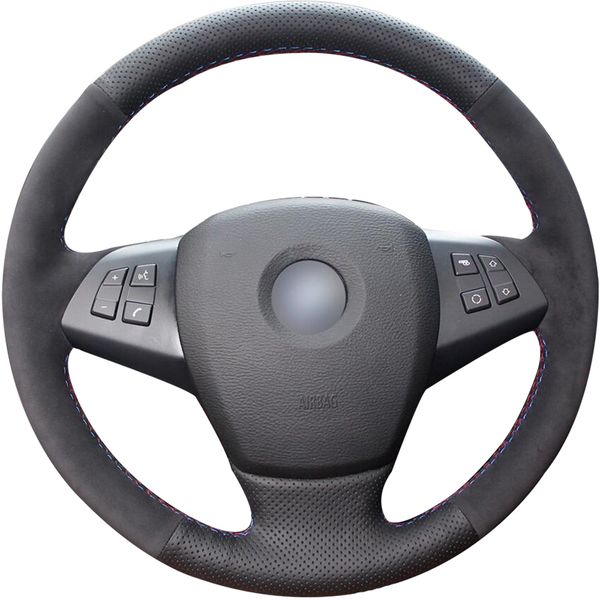 hand-stitched black genuine leather suede anti-slip comfortable soft car steering wheel cover for x5 e70 2006-2013
hand-stitched black genuine leather suede anti-slip comfortable soft car steering wheel cover for x5 e70 2006-2013