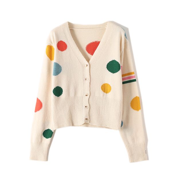 2019 new fashion korean version autumn v-neck female big polka dot slim long sleeved sweater women's cotton sweater cardigan jacket siz, Black;brown
2019 new fashion korean version autumn v-neck female big polka dot slim long sleeved sweater women's cotton sweater cardigan jacket siz, Black;brown