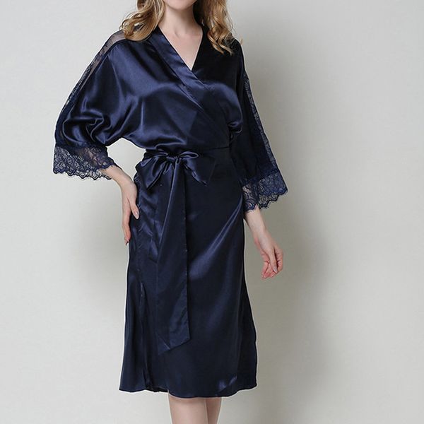 women sleepwear lace satin solid bandage long bathrobe ladies nightgown soft silk gown female bathrobe bridesmaid robes batas de, Black;red
women sleepwear lace satin solid bandage long bathrobe ladies nightgown soft silk gown female bathrobe bridesmaid robes batas de, Black;red
