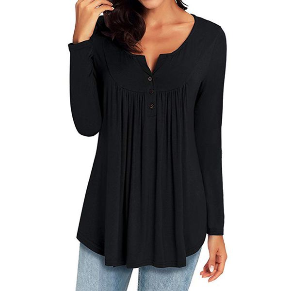 womens v neck t-shirts swing ruffle button up tunic casual flowy loose long short sleeve drop shipping, White
womens v neck t-shirts swing ruffle button up tunic casual flowy loose long short sleeve drop shipping, White