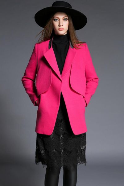 women casual patchwork color woolen coat outerwear, Black
women casual patchwork color woolen coat outerwear, Black