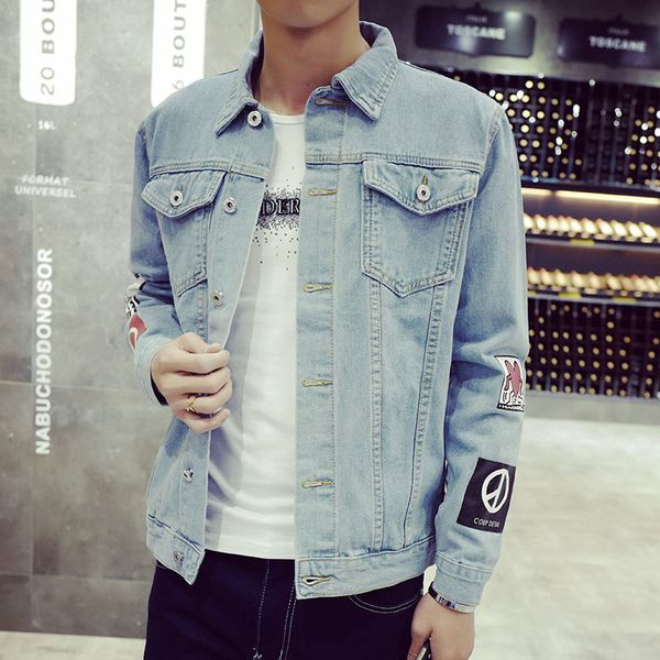 men's denim jacket fashion jeans jackets slim casual streetwear vintage mens demin coat male clothing, Black;brown
men's denim jacket fashion jeans jackets slim casual streetwear vintage mens demin coat male clothing, Black;brown