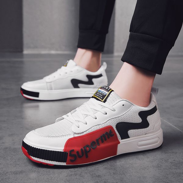 shoes men's tide shoes fall 2019 new breathable board men korean version of joker net red and white casual men's, Black 
shoes men's tide shoes fall 2019 new breathable board men korean version of joker net red and white casual men's, Black