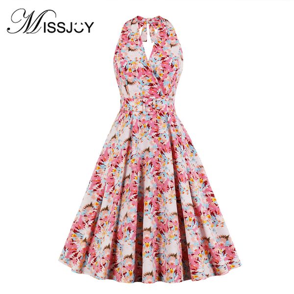 missjoy 2020 summer women dresses elegant halter prom party sweet floral printed a-line with belted sleeveless vintage pink, Black;gray
missjoy 2020 summer women dresses elegant halter prom party sweet floral printed a-line with belted sleeveless vintage pink, Black;gray