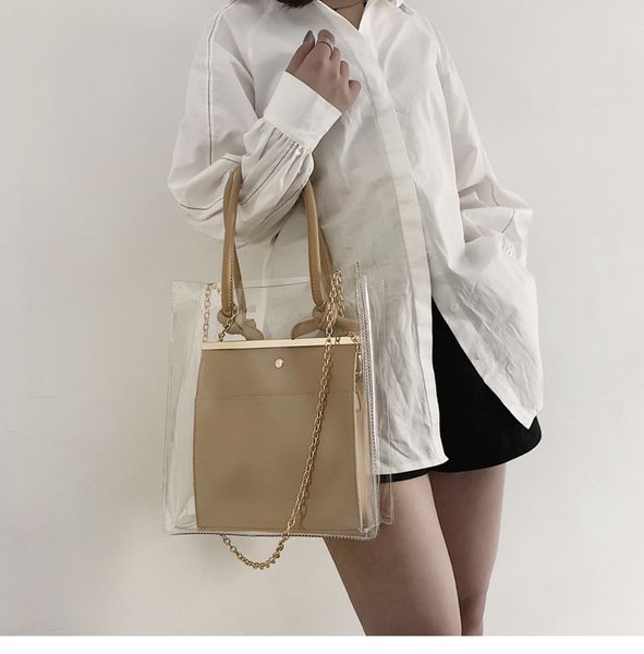 big capacity transparent pvc compasite totes women's handbags ladies clear jelly shoulder bags women summer beach messenger bags
big capacity transparent pvc compasite totes women's handbags ladies clear jelly shoulder bags women summer beach messenger bags