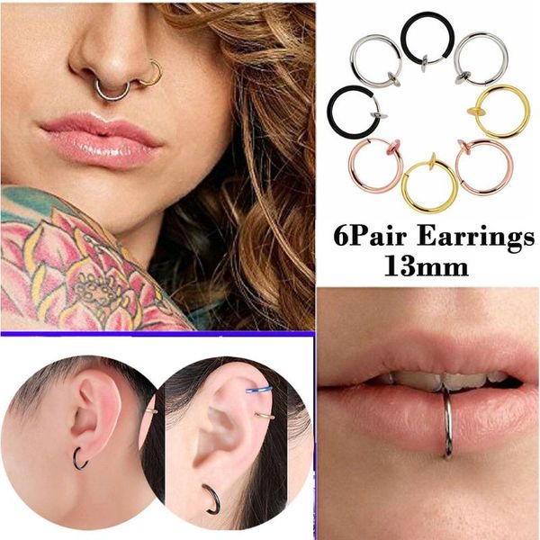 bohemian fashion jewelry retractable earrings no need piercing men women classic hip-hop hoop earrings accesorios mujer, Golden;silver