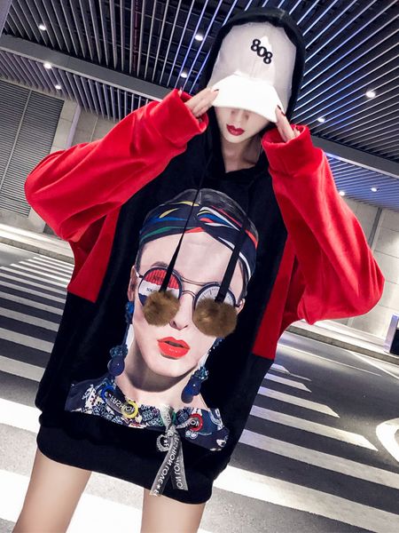 2019 new autumn fashion pleuche warm sweatshirt women long sleeve split joint casual loose hoodies hooded lady oversized hoodie, Black
2019 new autumn fashion pleuche warm sweatshirt women long sleeve split joint casual loose hoodies hooded lady oversized hoodie, Black