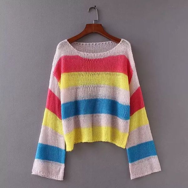 women's sweaters autumn winter rainbow striped print o-neck mohair knit sweater female casual loose batwing sleeve chic tb3939, White;black
women's sweaters autumn winter rainbow striped print o-neck mohair knit sweater female casual loose batwing sleeve chic tb3939, White;black