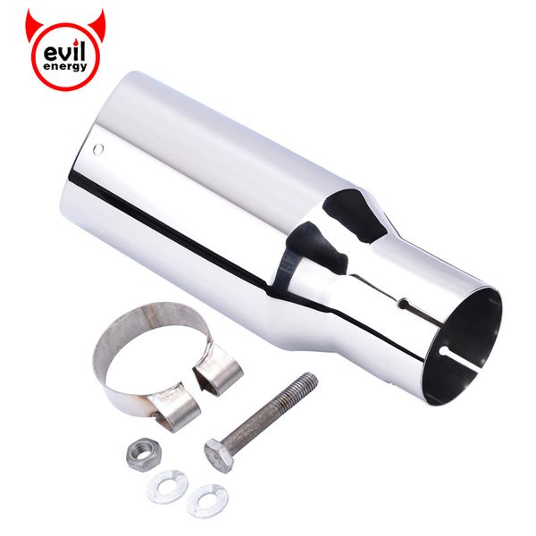 

evil energy universal 2.5" inlet 4" outlet stainless steel exhaust tip pipe round tip for exhaust pipe 63mm or 60mm car styling