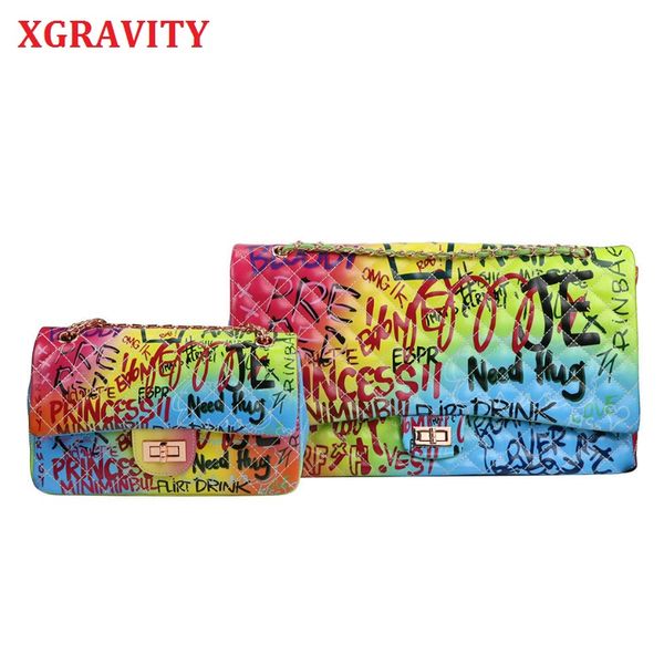 xgravity women bag new graffiti printed shoulder big bags fashion large travel bags women girl chain rainbow handbag
xgravity women bag new graffiti printed shoulder big bags fashion large travel bags women girl chain rainbow handbag