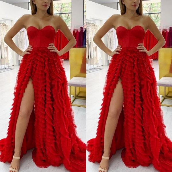 attractive red sweetheart neck sleeveless prom dresses 2020 a line long ruched party dresses with side split, Black
attractive red sweetheart neck sleeveless prom dresses 2020 a line long ruched party dresses with side split, Black