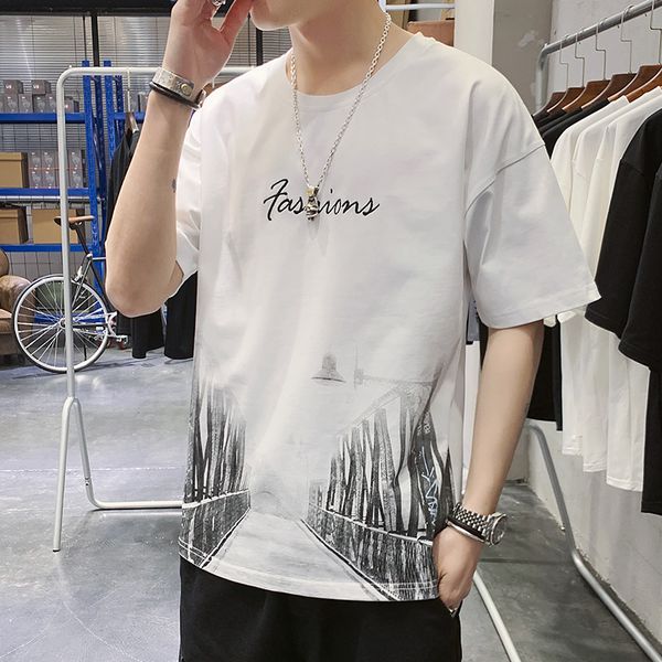 summer short-sleeved t-shirt men korean version of the trend of brand-fifth of compassionate loose clothes short-sleeve shirt ice silk ins, White;black
summer short-sleeved t-shirt men korean version of the trend of brand-fifth of compassionate loose clothes short-sleeve shirt ice silk ins, White;black