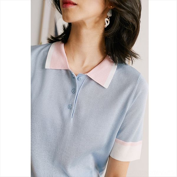 short-sleeved knitted t- female summer square collar contrast color polo shirt 2020 temperament simple mulberry and t-shirt silk silk top, White
short-sleeved knitted t- female summer square collar contrast color polo shirt 2020 temperament simple mulberry and t-shirt silk silk top, White