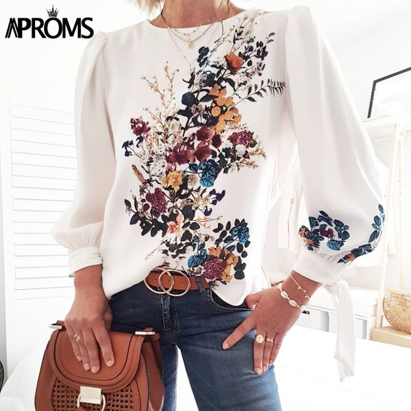 aproms elegant puff sleeve bow tie shirt sweet floral print o-neck women blouse ladies chic autumn winter christmas 2019, White
aproms elegant puff sleeve bow tie shirt sweet floral print o-neck women blouse ladies chic autumn winter christmas 2019, White