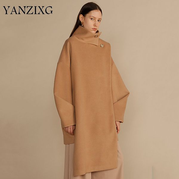 2019 new winter stand collar long sleeve camel large size long irregular woolen coat women parkas fashion z823, Black
2019 new winter stand collar long sleeve camel large size long irregular woolen coat women parkas fashion z823, Black