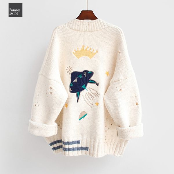 осень зима женщина свитер пончо v-образный вырез мультфильм вышивка cardigans однобортных вязать свитер harajuku out top, White;black
осень зима женщина свитер пончо v-образный вырез мультфильм вышивка cardigans однобортных вязать свитер harajuku out top, White;black