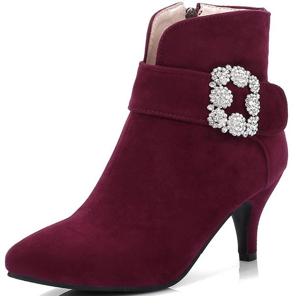 crystal solid fall ankle boots women flock retro pointed toe boots high spike heels casual zip fashion shoes plus size, Black
crystal solid fall ankle boots women flock retro pointed toe boots high spike heels casual zip fashion shoes plus size, Black