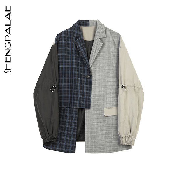 shengpalae plaid split joint suit woman 2020 autumn clothing design irregular long sleeve turn-down female loose coat a204, White;black
shengpalae plaid split joint suit woman 2020 autumn clothing design irregular long sleeve turn-down female loose coat a204, White;black