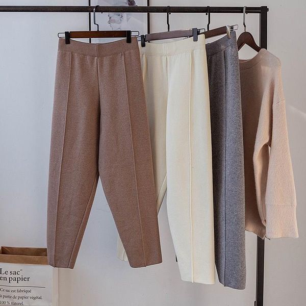 winter drawstring harem trousers mid women loose trousers female knitted pants with pockets knit pants, Black;white
winter drawstring harem trousers mid women loose trousers female knitted pants with pockets knit pants, Black;white