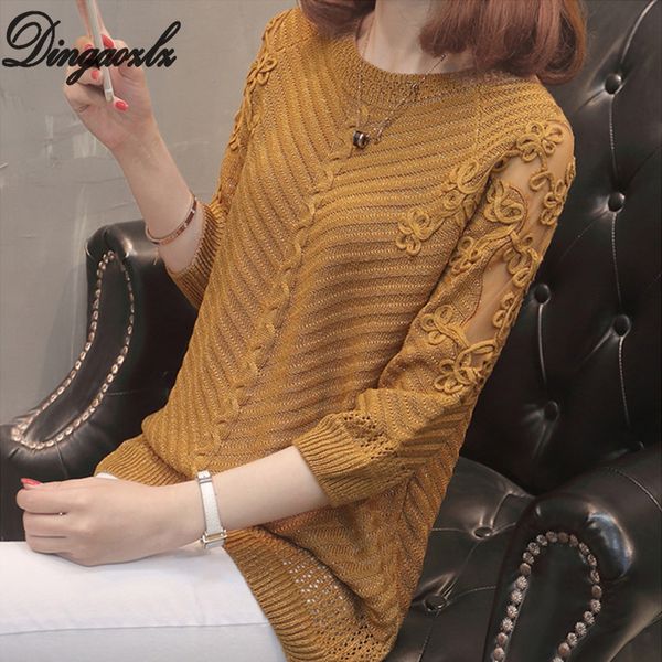 dingaozlz korean style women sweater lace spring autumn patchwork embroidery knitted pullovers shirt, White;black
dingaozlz korean style women sweater lace spring autumn patchwork embroidery knitted pullovers shirt, White;black