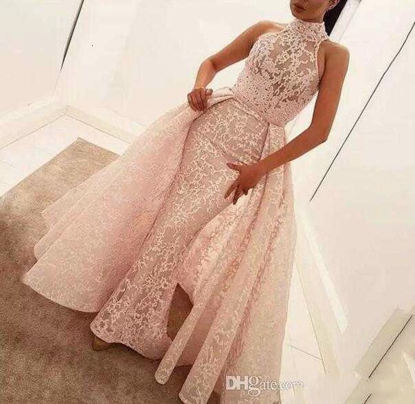 high neck over skirt evening formal dresses 2020 lace applique dubai arabic mermaid occasion prom dress with detachable train, Black
high neck over skirt evening formal dresses 2020 lace applique dubai arabic mermaid occasion prom dress with detachable train, Black
