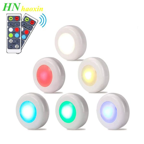 Haoxin Rgb 16 Colors 3 Modes Led Closet Light Wireless Dimmable Touch Sensor Under Cabinet Light Led Puck Light Wardrobe Night Lights