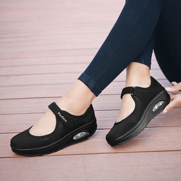 women flat platform shoes woman casual air mesh breathable fabric sneakers shoes for women air cushion female, Black
women flat platform shoes woman casual air mesh breathable fabric sneakers shoes for women air cushion female, Black