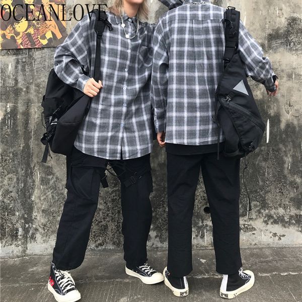 oceanlove plaid shirts 2020 spring vintage japan style ins bf men women blouse single breasted loose streetwear ropa mujer 14826, White
oceanlove plaid shirts 2020 spring vintage japan style ins bf men women blouse single breasted loose streetwear ropa mujer 14826, White