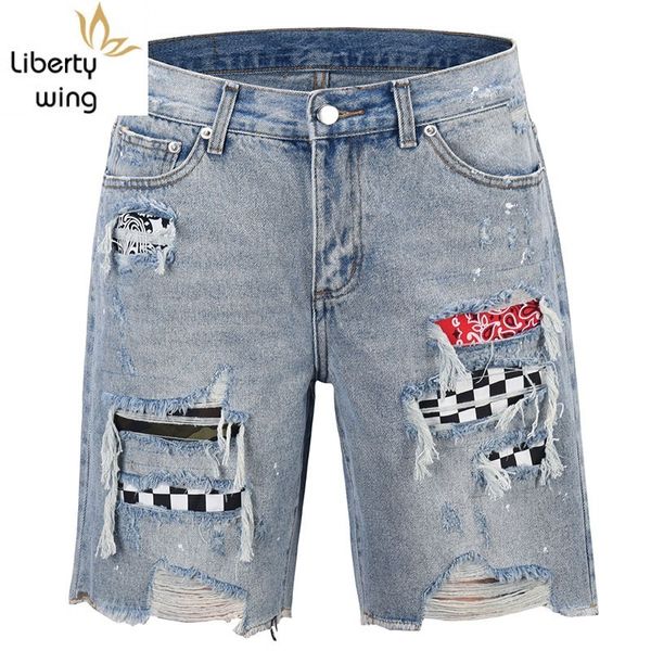 men's jeans fashion men denim shorts hollow out frayed ripped high street short hip hop loose straight half length pants 2021 male, Blue
men's jeans fashion men denim shorts hollow out frayed ripped high street short hip hop loose straight half length pants 2021 male, Blue