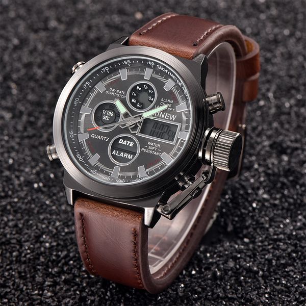 xinew mens watch quartz sport army leather led watches analog stainless steel wrist watch zegarek, Slivery;brown
xinew mens watch quartz sport army leather led watches analog stainless steel wrist watch zegarek, Slivery;brown