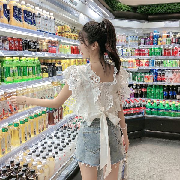 new chiffon shirt korean style 2020 summer backless mesh shirt square collar careful machine sleeveless shirt womens fashion, White
new chiffon shirt korean style 2020 summer backless mesh shirt square collar careful machine sleeveless shirt womens fashion, White