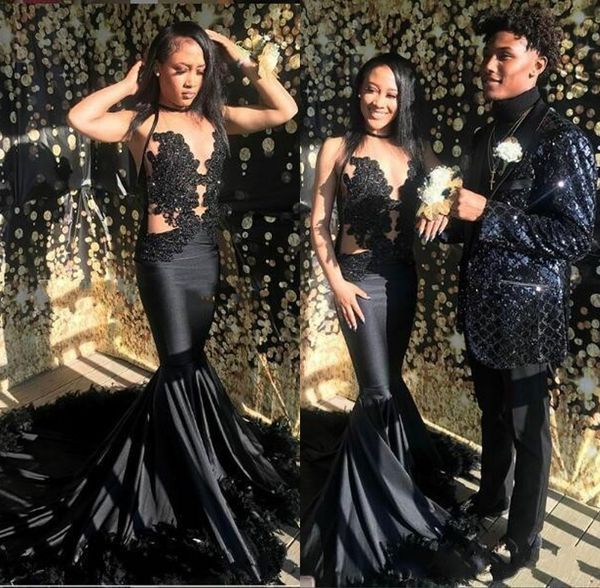 Glamorous Black Girls Mermaid Prom Dresses 2019 Luxury Feather Sexy Illusion Lace Evenig Gowns Formal Evening Dress Applique Sheer Neck
Glamorous Black Girls Mermaid Prom Dresses 2019 Luxury Feather Sexy Illusion Lace Evenig Gowns Formal Evening Dress Applique Sheer Neck