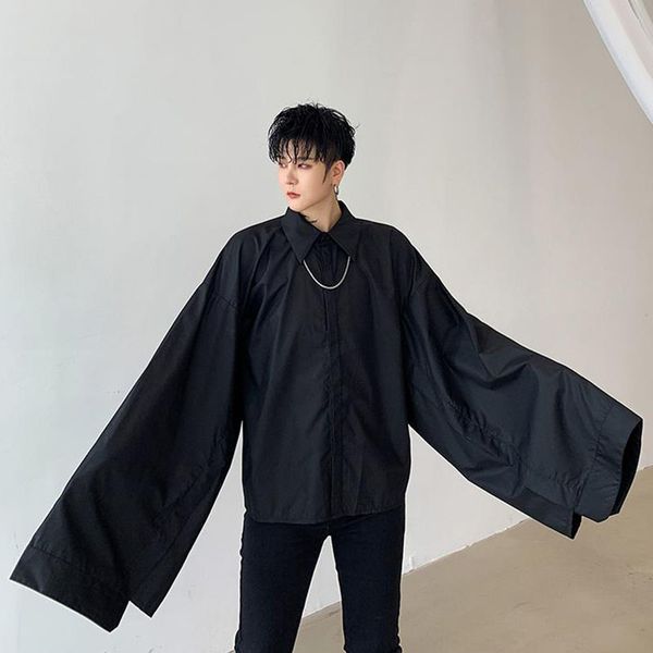 men wide long sleeve black white shirt male japan style gothic sleeve stage fashion show clothing, White;black
men wide long sleeve black white shirt male japan style gothic sleeve stage fashion show clothing, White;black