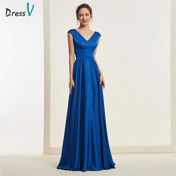 dressv denim blue long prom dress v neck cap sleevs a line simple zipper up floor length evening party gown prom dresses, White;black
dressv denim blue long prom dress v neck cap sleevs a line simple zipper up floor length evening party gown prom dresses, White;black