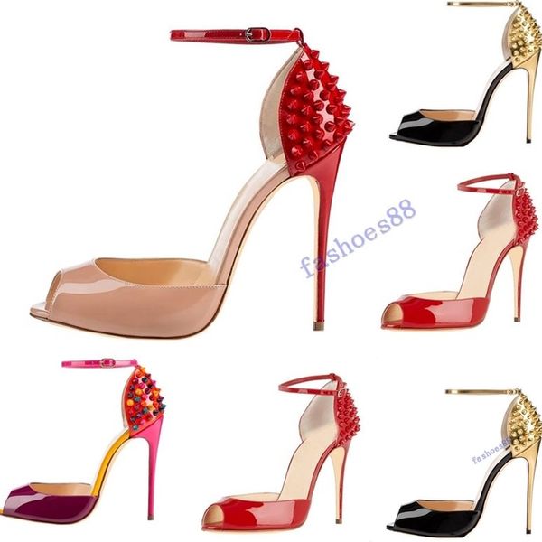 2020 new women fashion rivets high heels dress peep toes shoes super high heel sandals spiked studded red bottom pumps 10cm size 34 -42, Black
2020 new women fashion rivets high heels dress peep toes shoes super high heel sandals spiked studded red bottom pumps 10cm size 34 -42, Black