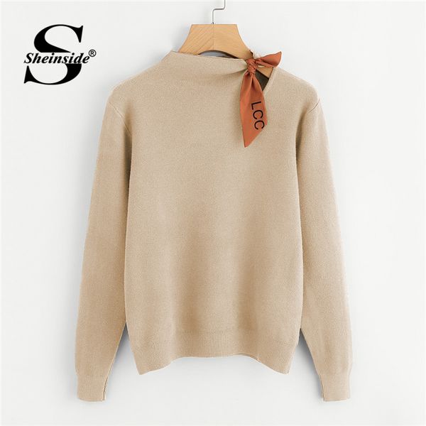 sheinside apricot knotted detail jersey jumper women sweater casual long sleeve pullover woman clothes 2018 autumn knit sweaters, White;black
sheinside apricot knotted detail jersey jumper women sweater casual long sleeve pullover woman clothes 2018 autumn knit sweaters, White;black