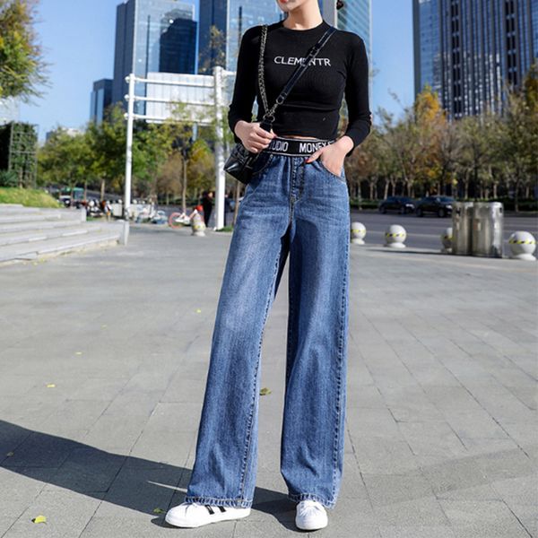 women's jeans 2021 elastic waist large size women summer loose straight tube wide leg pants high trousers casual, Blue
women's jeans 2021 elastic waist large size women summer loose straight tube wide leg pants high trousers casual, Blue