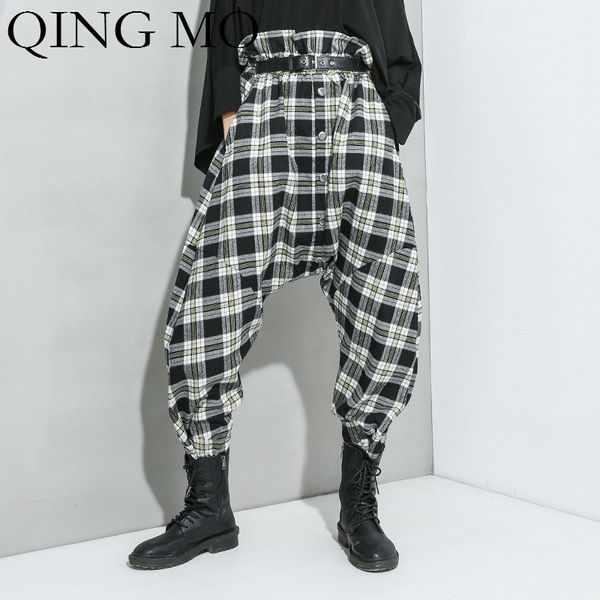 qing mo white red women plaid pants 2020 new fashion women spring cross pants female personality trousers zqy3178, Black;white
qing mo white red women plaid pants 2020 new fashion women spring cross pants female personality trousers zqy3178, Black;white