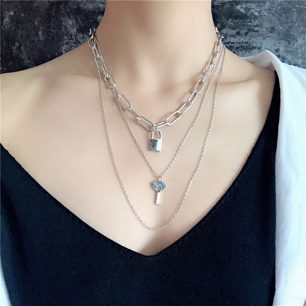 fashionable personality key lock multi-layer necklace retro cold trendy street shooting hip-hop clavicle necklace sale, Silver
fashionable personality key lock multi-layer necklace retro cold trendy street shooting hip-hop clavicle necklace sale, Silver