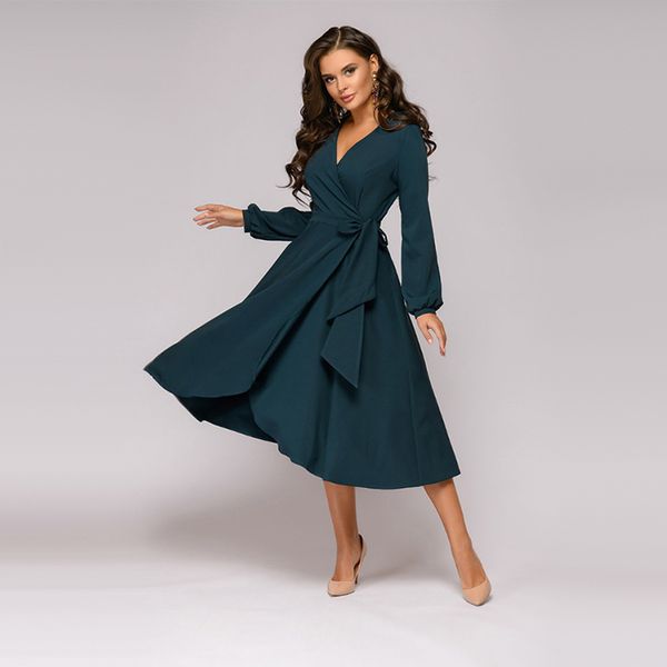 February Brand Designer Women Vintage Sashes Bandage Office Dress Long Sleeve Sexy V Neck Solid Casual A-line Party Dress Fashion Dress
February Brand Designer Women Vintage Sashes Bandage Office Dress Long Sleeve Sexy V Neck Solid Casual A-line Party Dress Fashion Dress