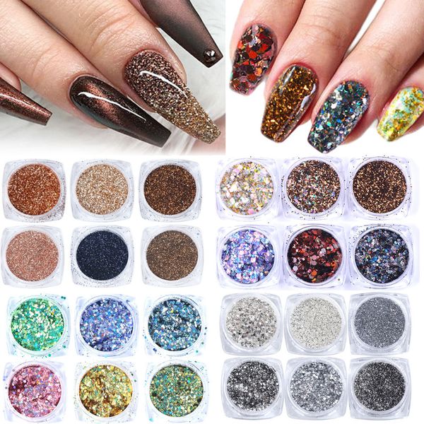 6 boxes/set shiny sequins silver black mixed multi colors glitter powder diy nail art decoration, Silver;gold
6 boxes/set shiny sequins silver black mixed multi colors glitter powder diy nail art decoration, Silver;gold