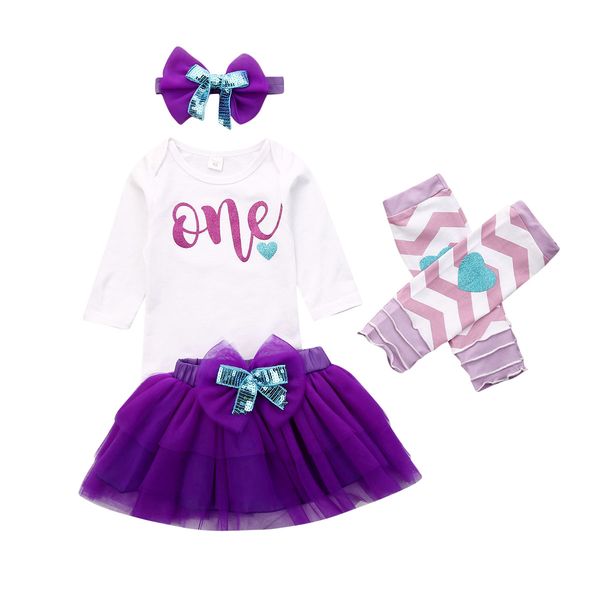 new baby girl romper t-shirt pleated skirt one years birthday dress outfits