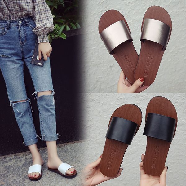 fashion leisure concise flat slides for women flat solid slippers summer anti-slip open toe shoes, Black
fashion leisure concise flat slides for women flat solid slippers summer anti-slip open toe shoes, Black