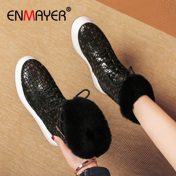 enmayer 2019 slip-on platform boots snow boots fashion round toe genuine leather short plush sheepskin women size 34-40, Black
enmayer 2019 slip-on platform boots snow boots fashion round toe genuine leather short plush sheepskin women size 34-40, Black