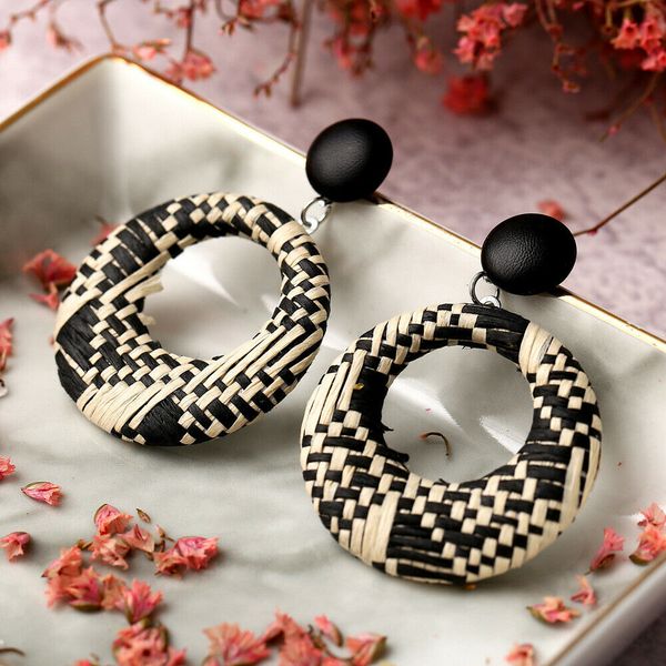 handmade bohemian wooden rattan wicker straw drop earrings for women vintage bamboo wicker statement earrings, Silver
handmade bohemian wooden rattan wicker straw drop earrings for women vintage bamboo wicker statement earrings, Silver