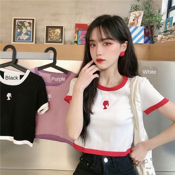 2020 collar knitted all-match t-shirt 2020 slim short color matching collar knitted all-match slim color matching short t-shirt, White
2020 collar knitted all-match t-shirt 2020 slim short color matching collar knitted all-match slim color matching short t-shirt, White