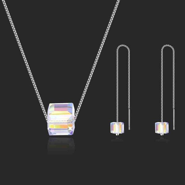 fashion square shape crystal ab austrian crystal jewellery set necklace earings for women engagement party jewelry accessories, Silver
fashion square shape crystal ab austrian crystal jewellery set necklace earings for women engagement party jewelry accessories, Silver