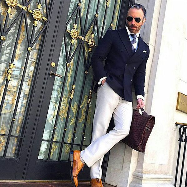 Formal Business Man Suits Black Jacket White Pants Two Pieces Slim Fit Costume Homme Terno Masculino Double Breasted Man Blazer Groom Tuxedo
Formal Business Man Suits Black Jacket White Pants Two Pieces Slim Fit Costume Homme Terno Masculino Double Breasted Man Blazer Groom Tuxedo