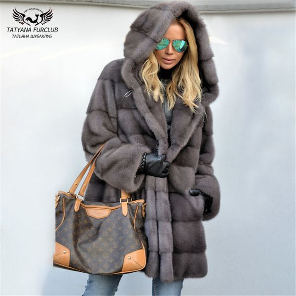 tatyana furclub 2019 new winter real fur coat fur hood mink coat with belt plus size fashion natural pelt slim keepwarm, Black
tatyana furclub 2019 new winter real fur coat fur hood mink coat with belt plus size fashion natural pelt slim keepwarm, Black