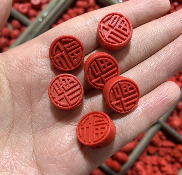 10pc chinese red blessing cinnabar carved lucky beads pendant necklace jewellery bracelet earrings accessories amulet, Silver
10pc chinese red blessing cinnabar carved lucky beads pendant necklace jewellery bracelet earrings accessories amulet, Silver